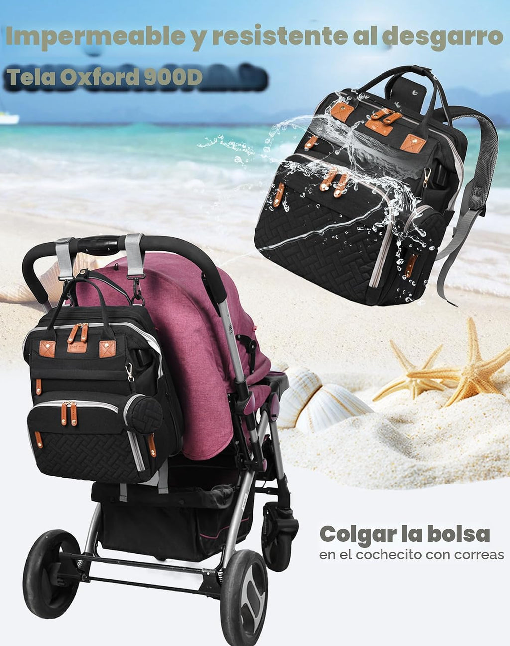Astro alan - Bolsas de pañales para bebé con cambiador, mochila imp...