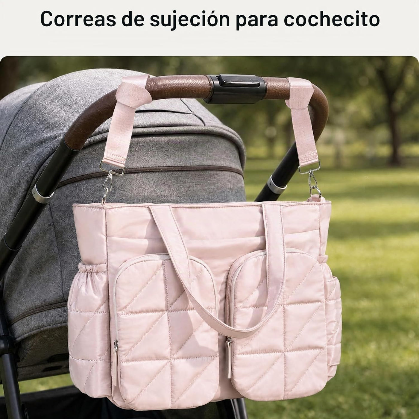 TOPEAST Bolsa de pañales, bolsa acolchada para bebé con bolsillos a...