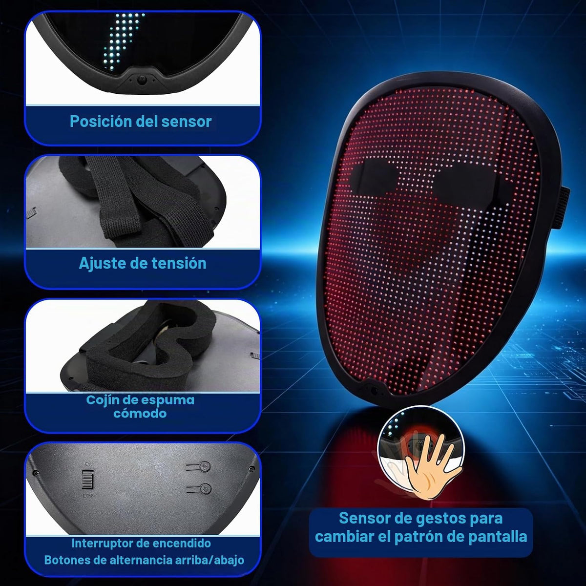 Depointer Life Máscara LED con aplicación Bluetooth controlada y |...