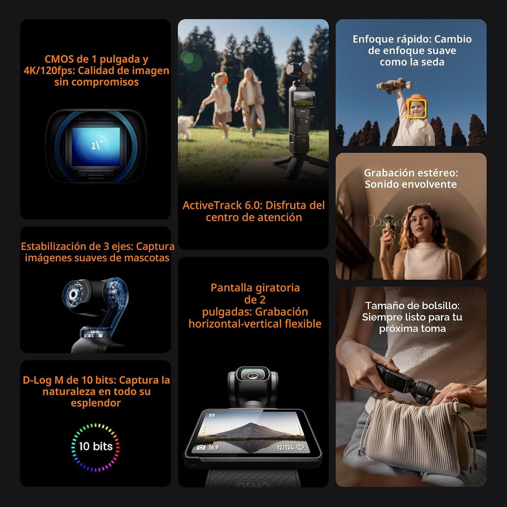 DJI Osmo Pocket 3 Creator Combo, cámaras de vlogging con CMOS de 1...