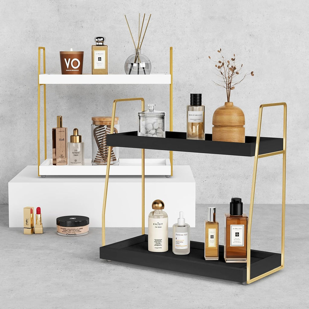 Forbena Organizador de Encimera de Baño Negro y Dorado, Organizador...