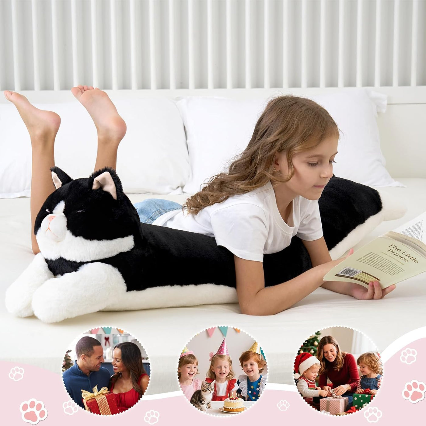 Almohada de peluche de gato gigante de 48 pulgadas, lindo juguete d...