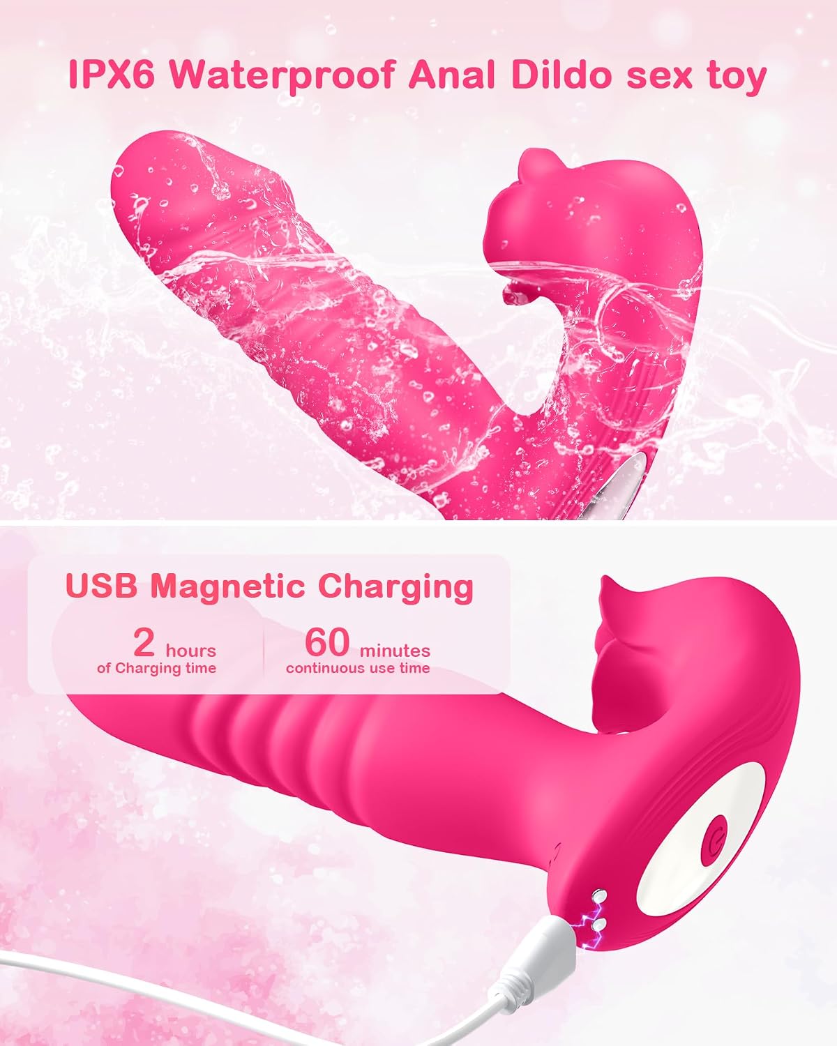 Juguetes sexuales rosa para mujeres, vibrador de succión y empuje |...