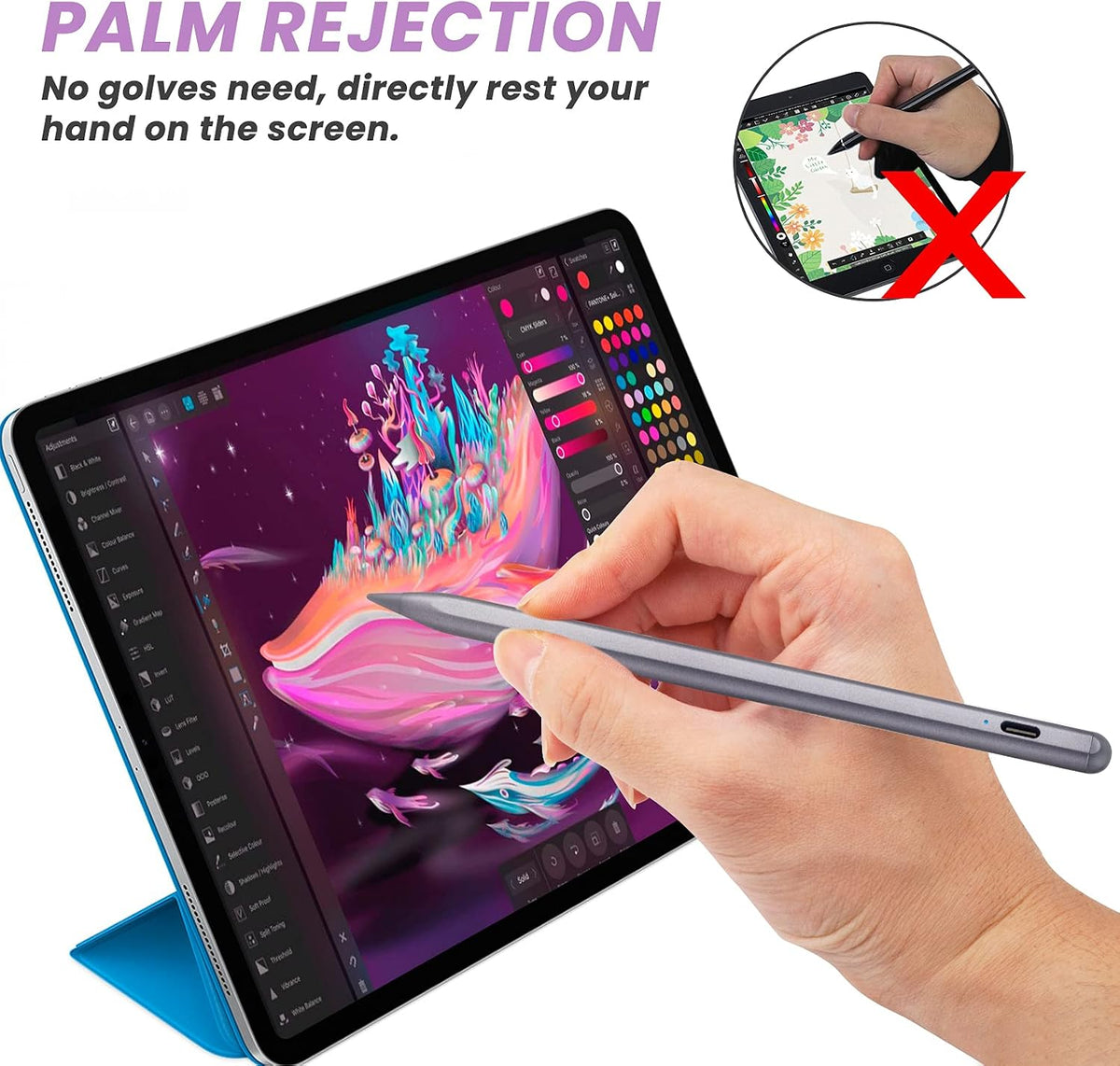 EDIVIA Lápiz óptico para iPad Pro, carga rápida, rechazo de palma,...