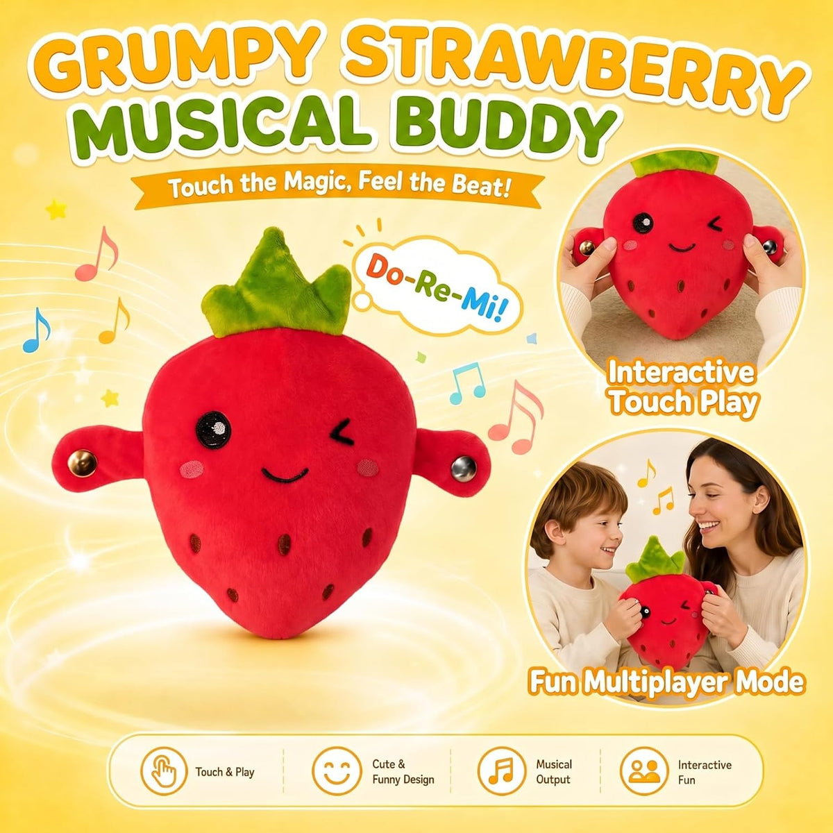 DoddyFun Juego de juguetes de peluche interactivos con música para...