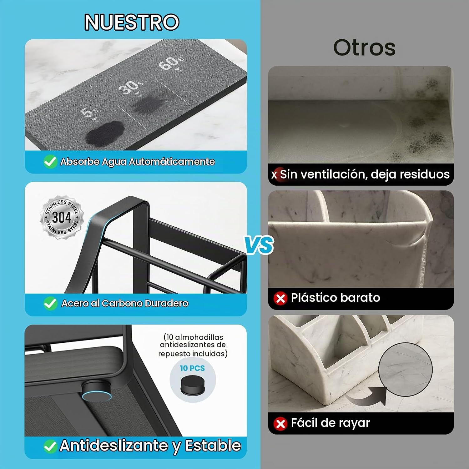 BOTEMY Soporte para cepillos de dientes con piedra de secado instan...