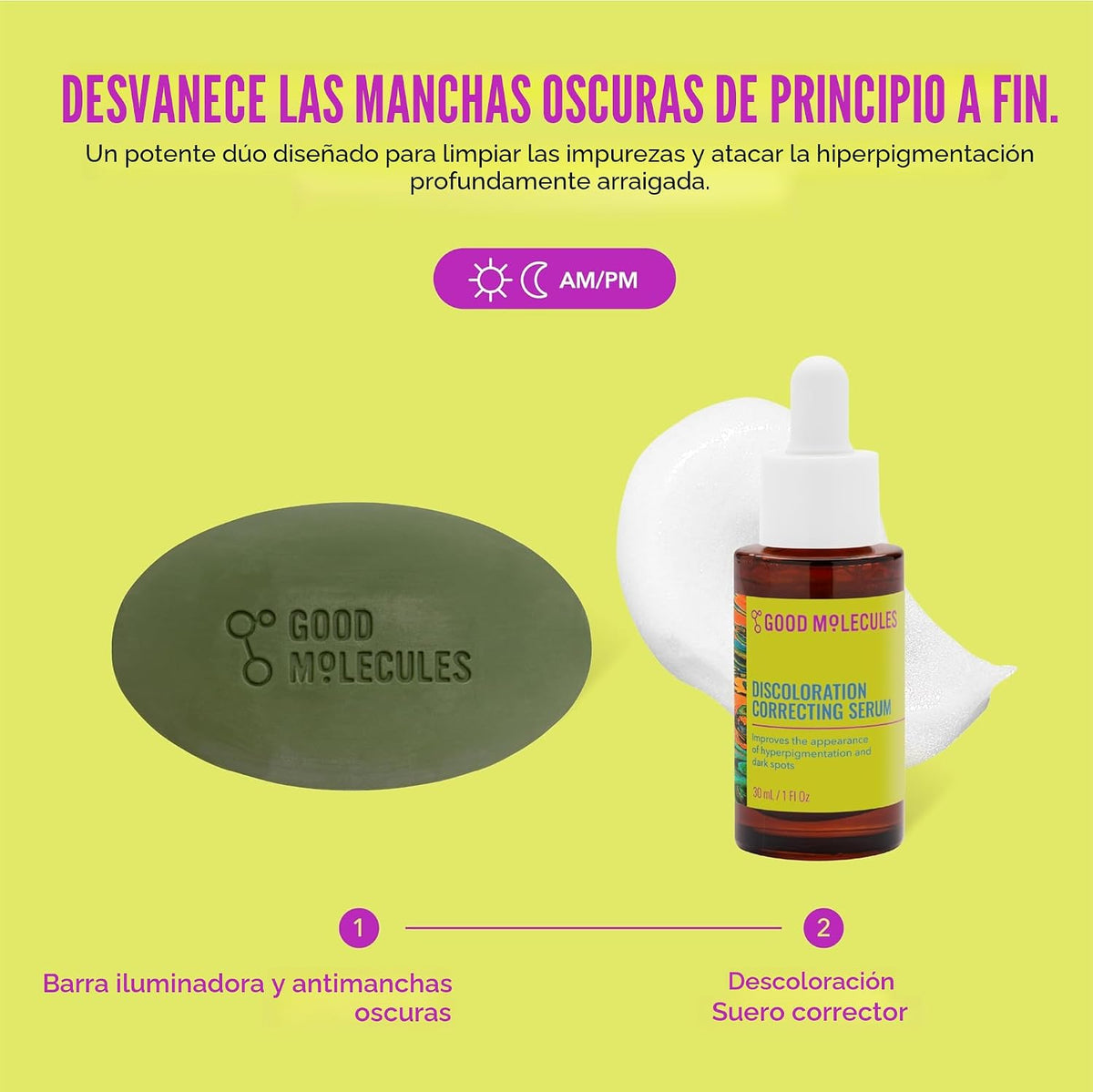 Good Molecules Brightening Skin Care Set, suero de decoloración y d...