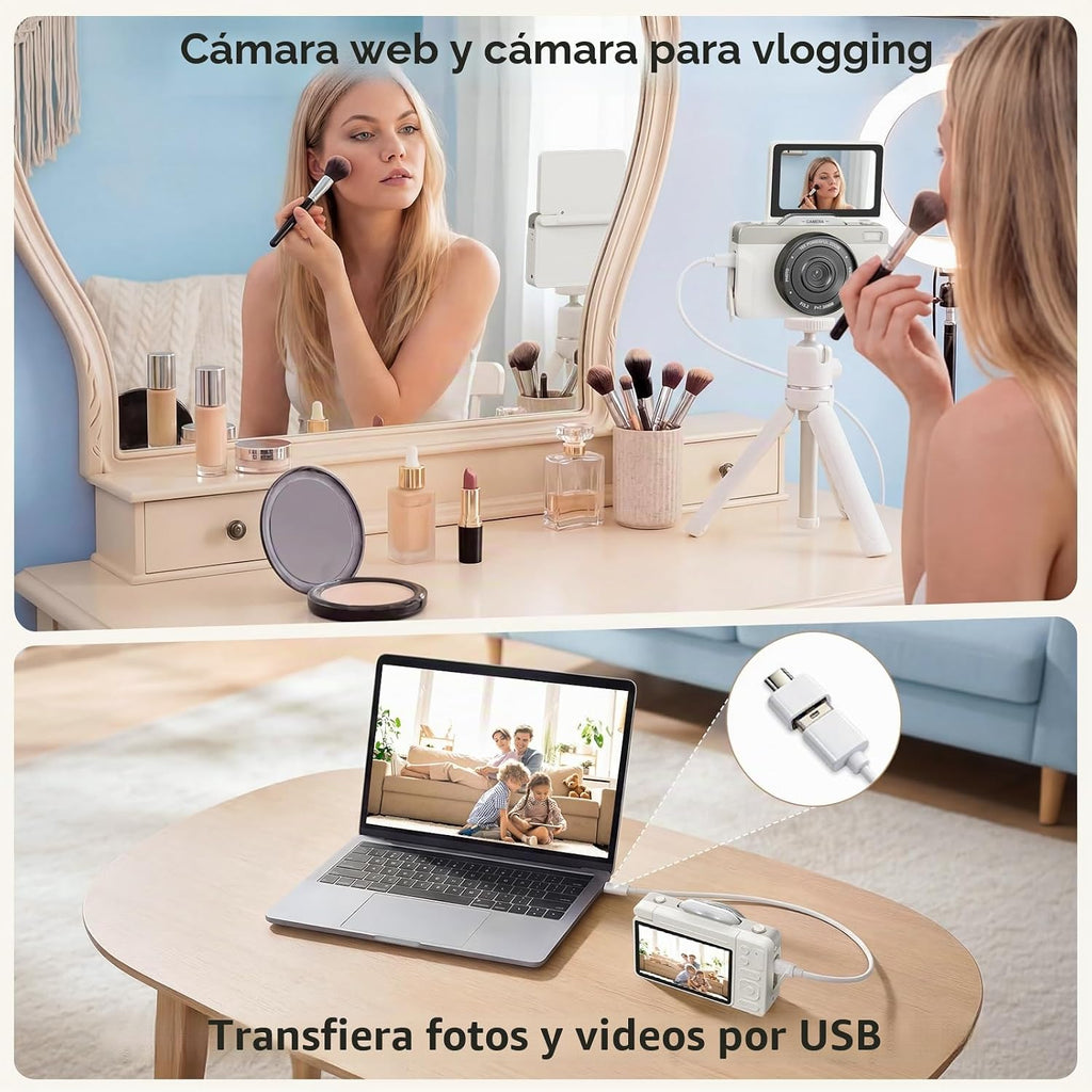 Cámara digital 4K para fotografía, 2026, cámara WiFi de enfoque aut...