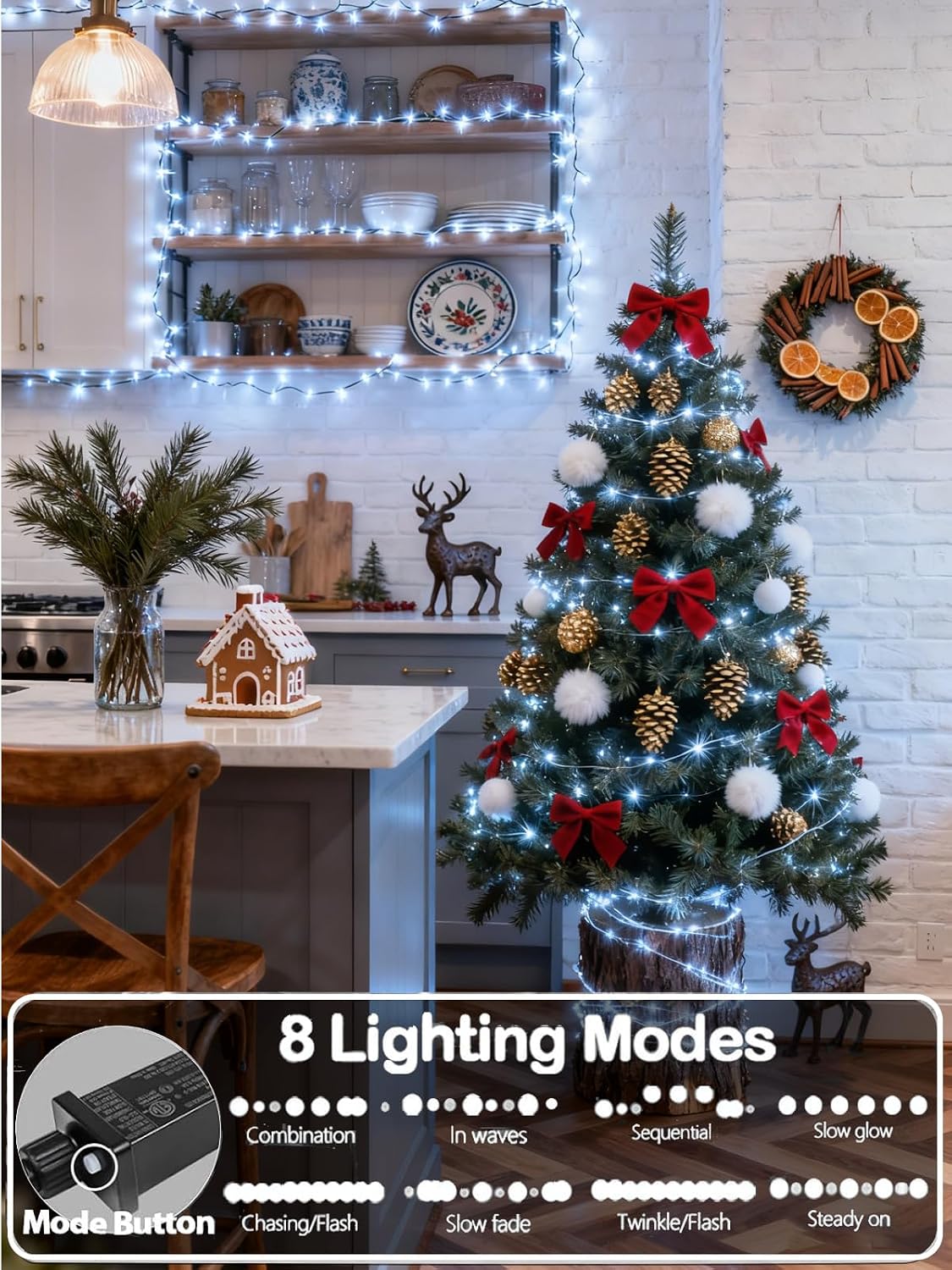 Guirnalda de luces de Navidad extensibles para interiores y exterio...