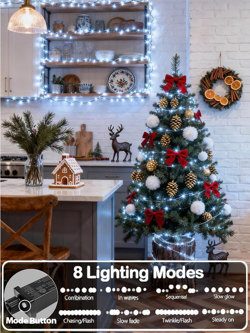 264 pies 800 luces LED de Navidad cadena interior al aire libre imp...