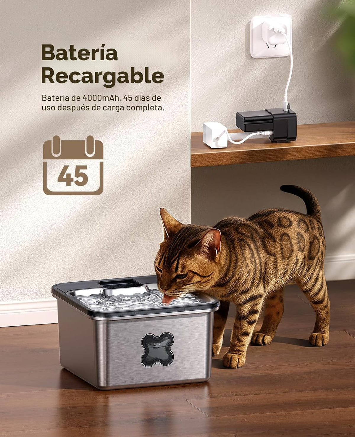 Fuente de Agua para Gatos Inalámbrica + 6 Filtros: [Filtro Visual]...
