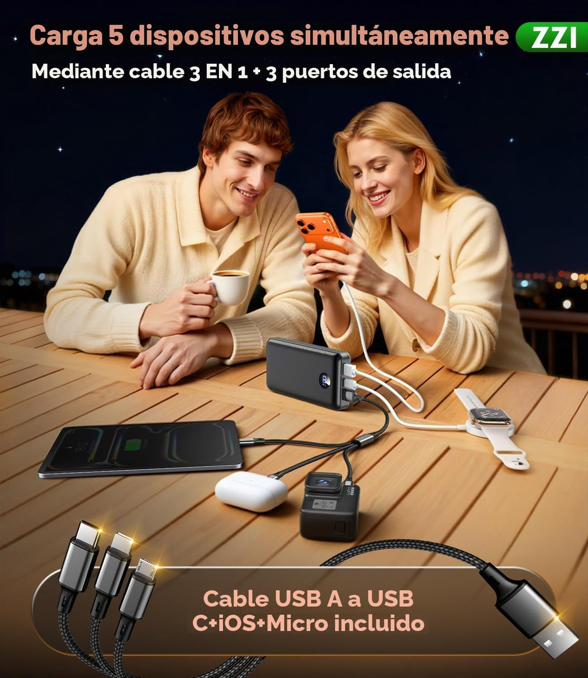 ZZI Cargador portátil Power Bank 60000mAh, 22.5W PD Paquete de bate...