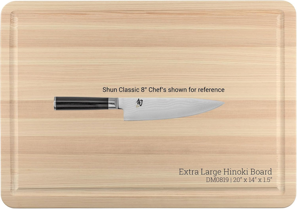 Shun Cubiertos Hinoki Tabla de cortar extra grande con ranura | Tab...