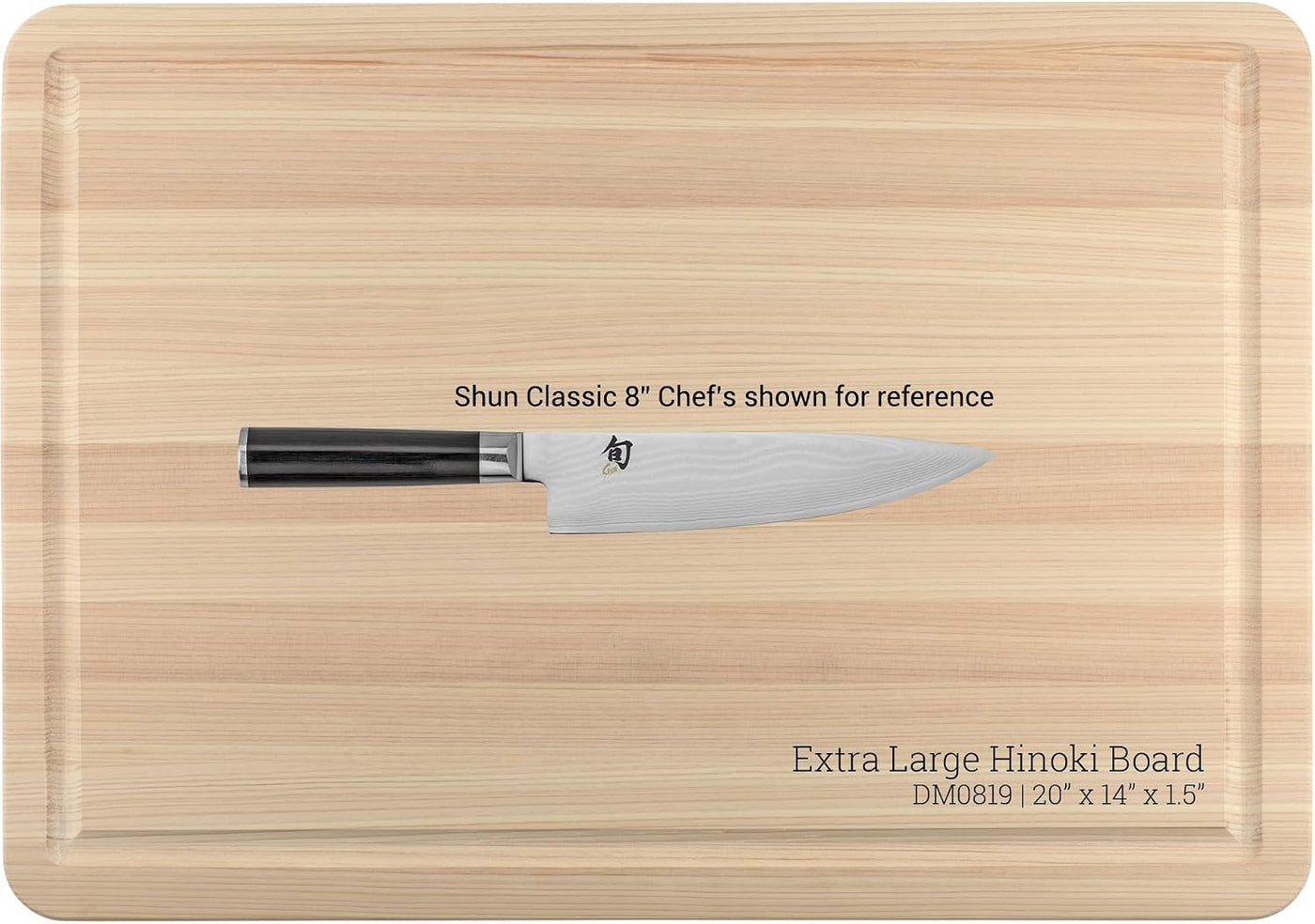 Shun Cubiertos Hinoki Tabla de cortar extra grande con ranura | Tab...