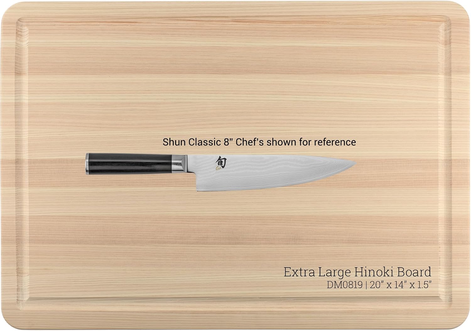 Shun Cubiertos Hinoki Tabla de cortar extra grande con ranura | Tab...