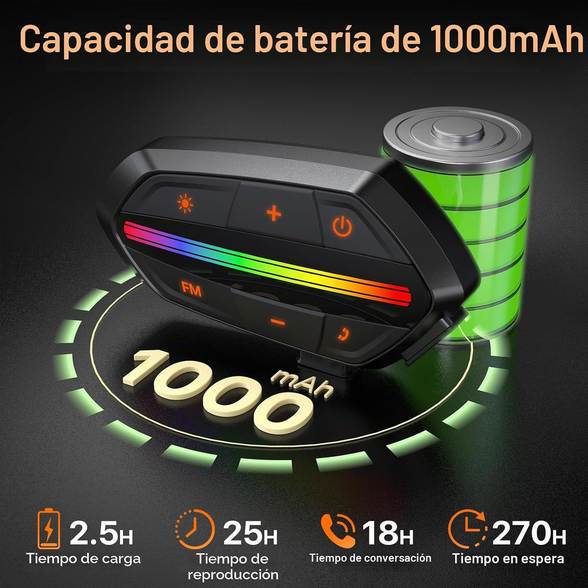 Wisdagaly Auriculares Bluetooth para motocicleta V5.3, altavoces de...