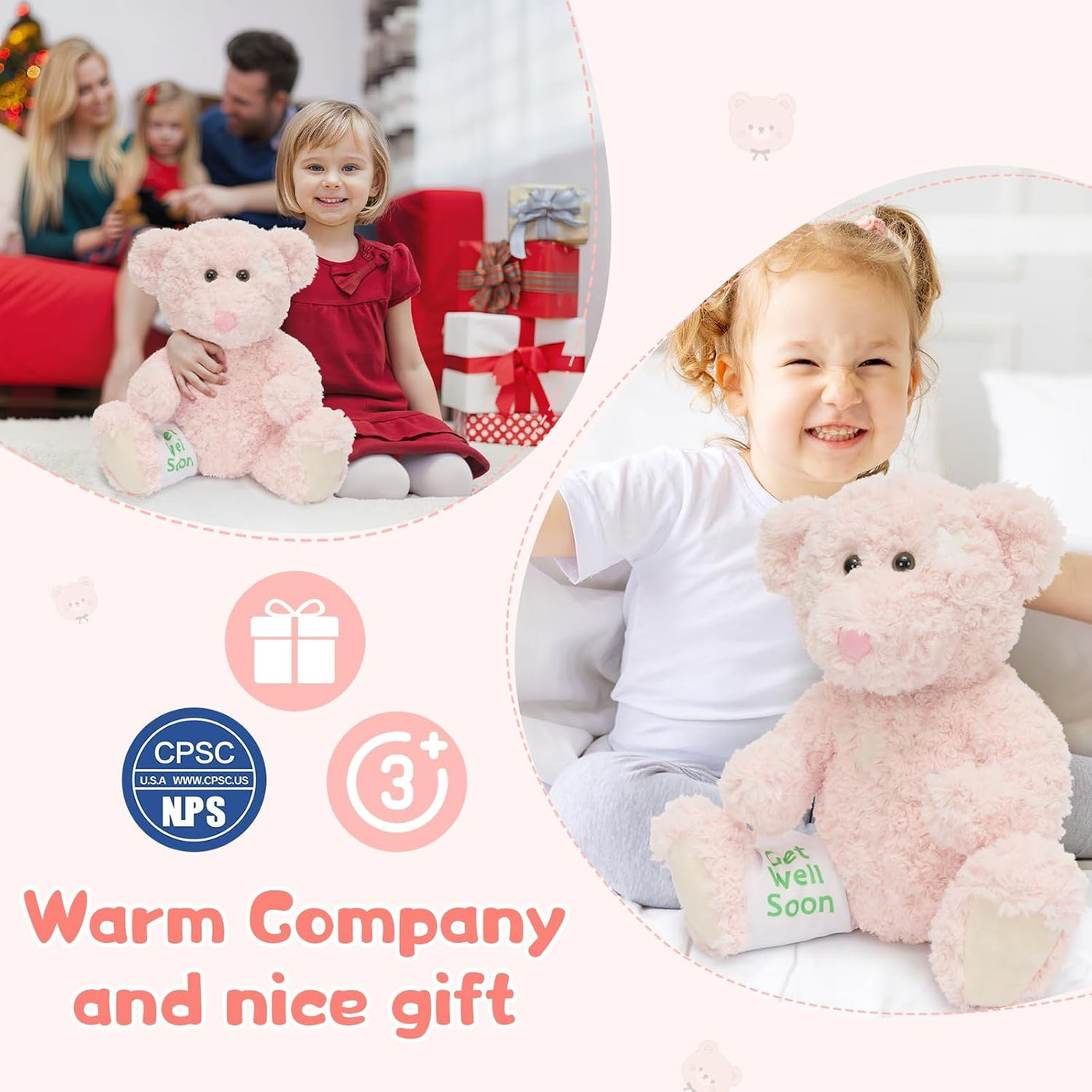 Muiteiur Oso de peluche Get Well Soon de 13.8 pulgadas, regalo de p...