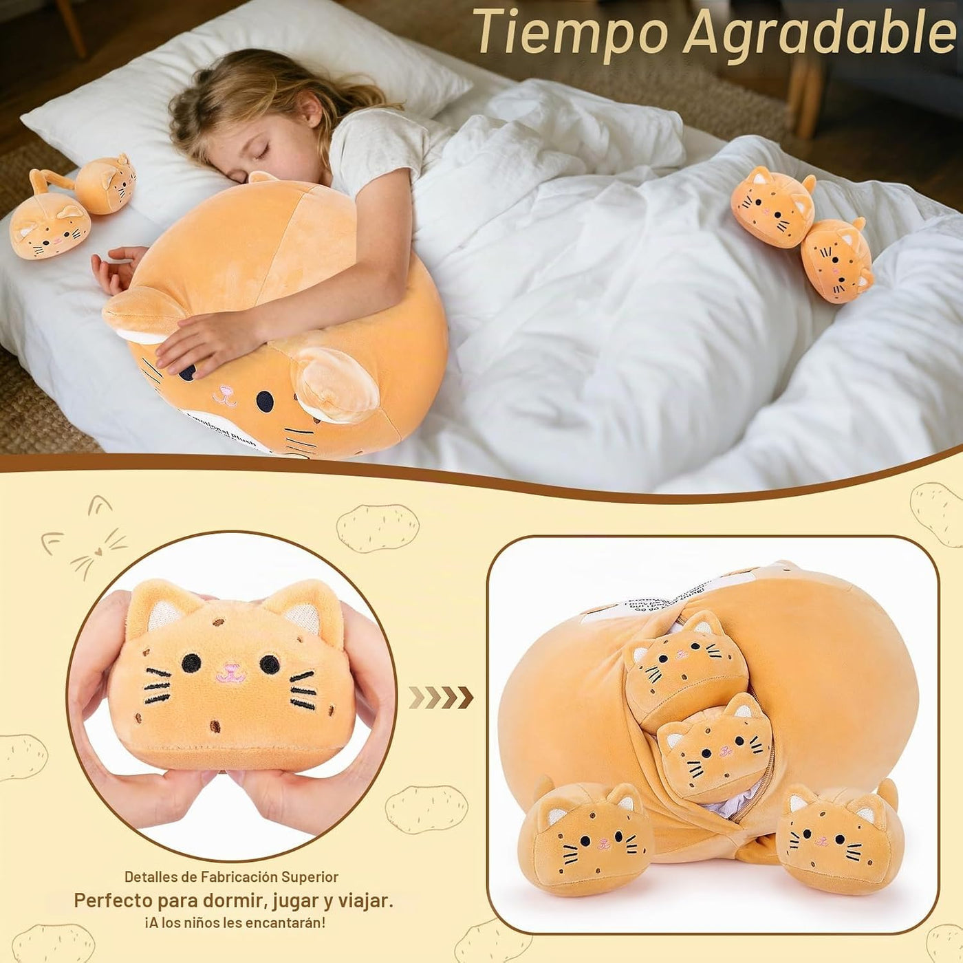 5 PCS Peluche Emocional de Gato Patata Familia de Animales de Peluc...