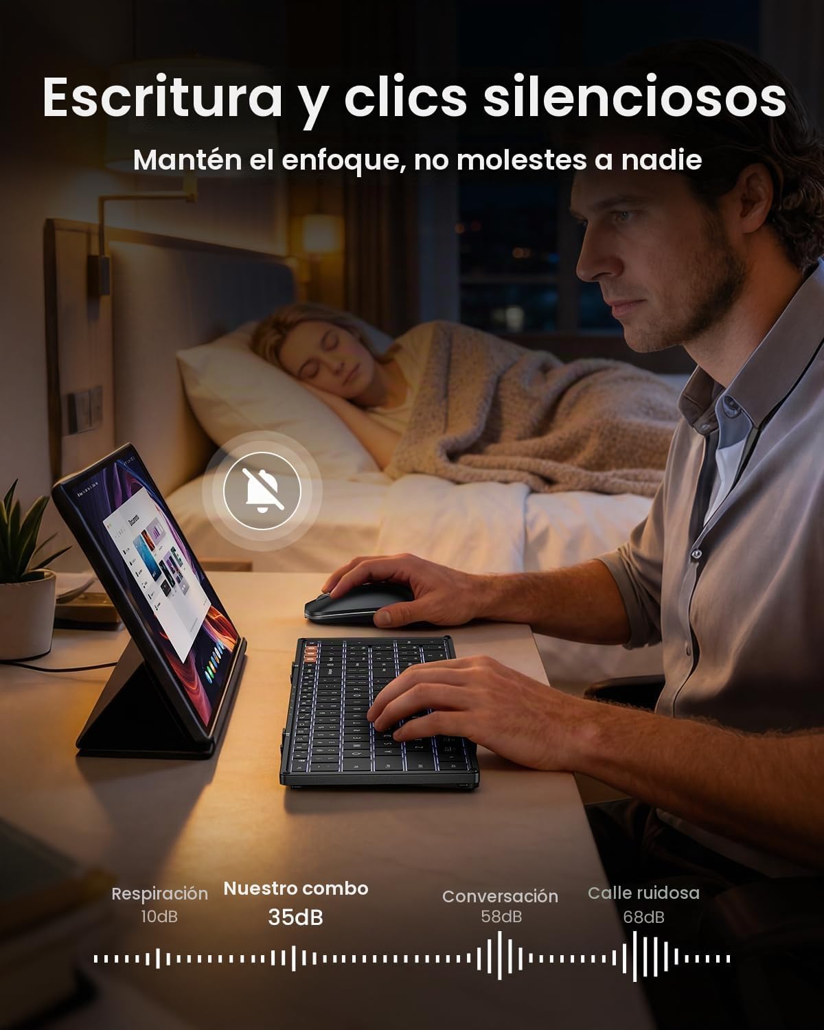 ProtoArc XKM01 Pro - Teclado y mouse plegables retroiluminados, tam...