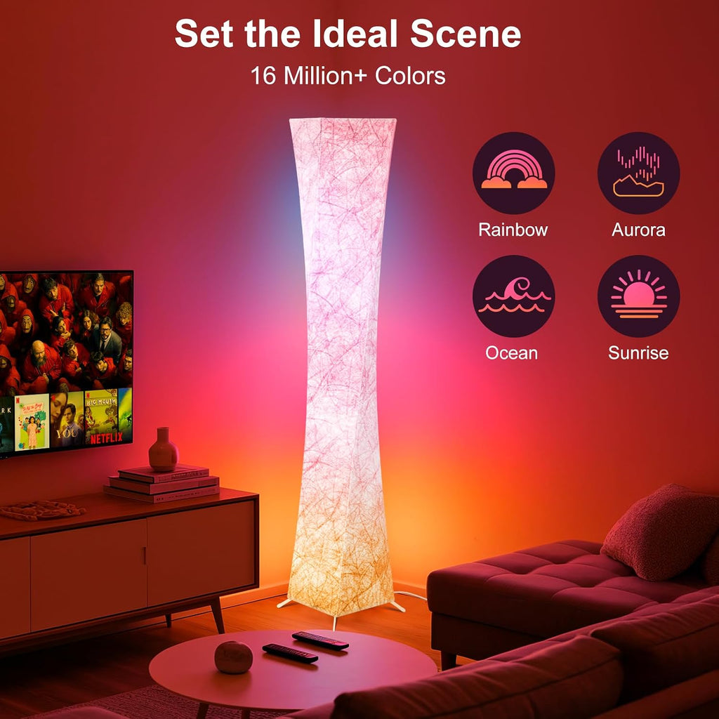 WORLD WIN Lámpara de pie, lámpara de esquina LED RGB inteligente de...