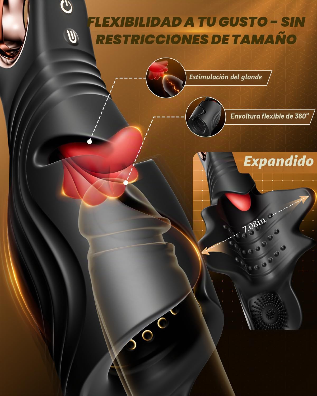 Masturbador masculino con 10 modos de vibración y lamer la lengua,...