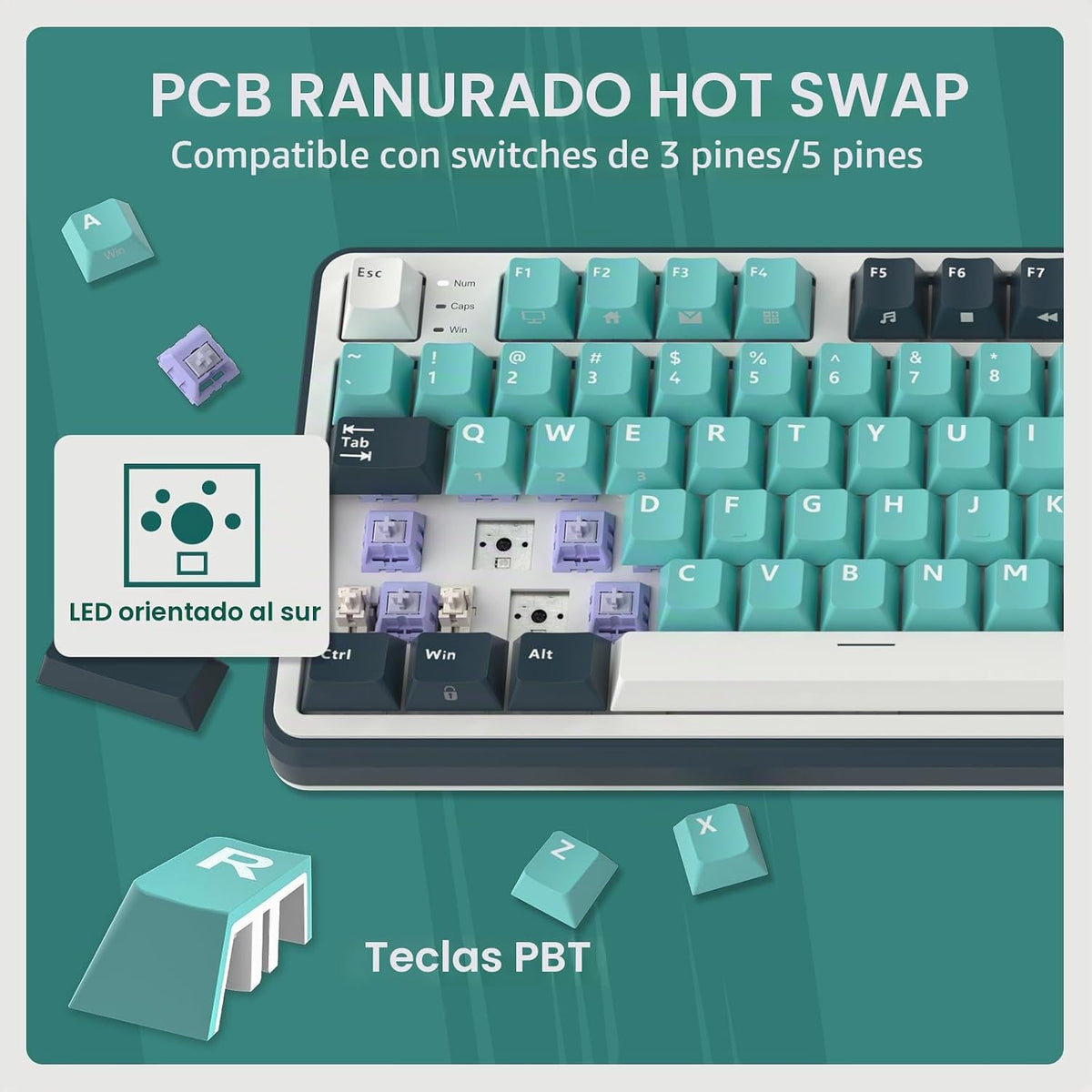 RK ROYAL KLUDGE Teclado mecánico inalámbrico S98 con pantalla intel...