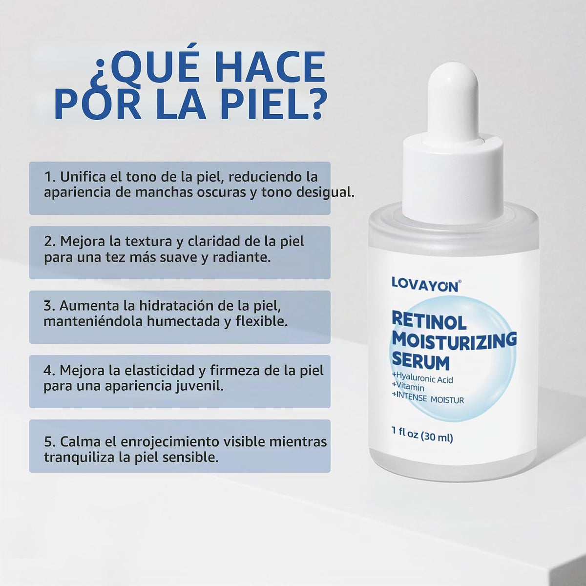 LOVAYON Suero de retinol para rostro con ácido hialurónico y vitami...