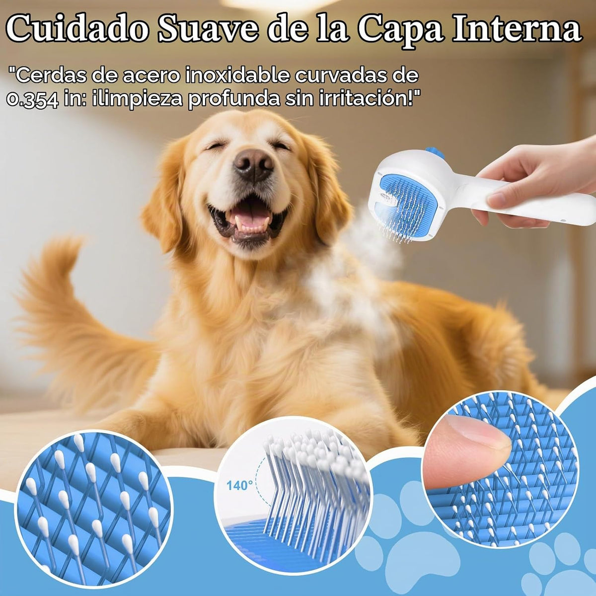 Cepillo de vapor para mascotas para perros y gatos \u2013 Cepillo d...