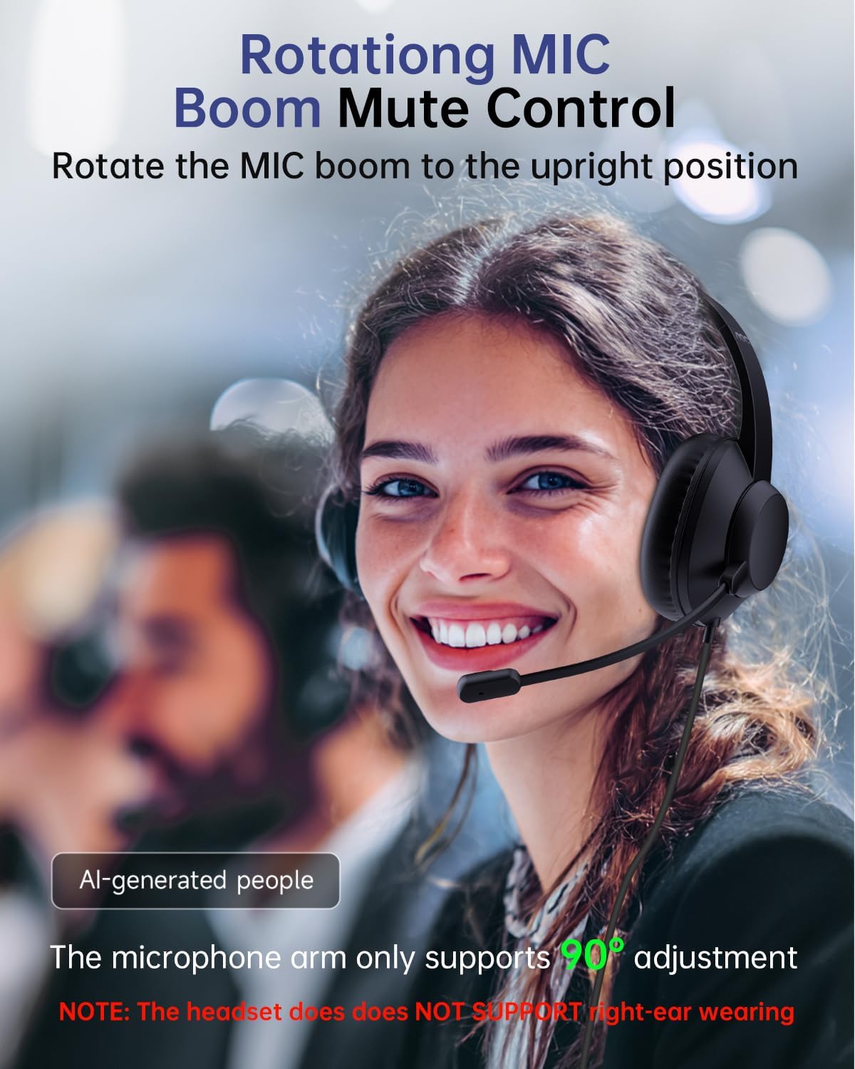 AOC Auriculares USB con micrófono para PC, auriculares con cable so...