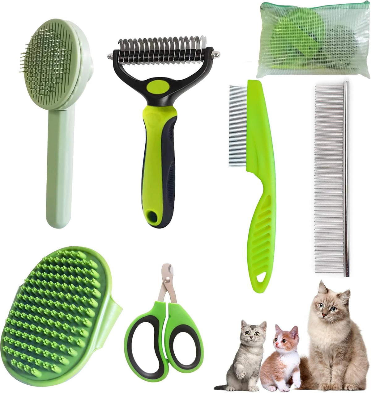 POSAPET Kit de 6 herramientas de cepillo de aseo para gatos, desenr...