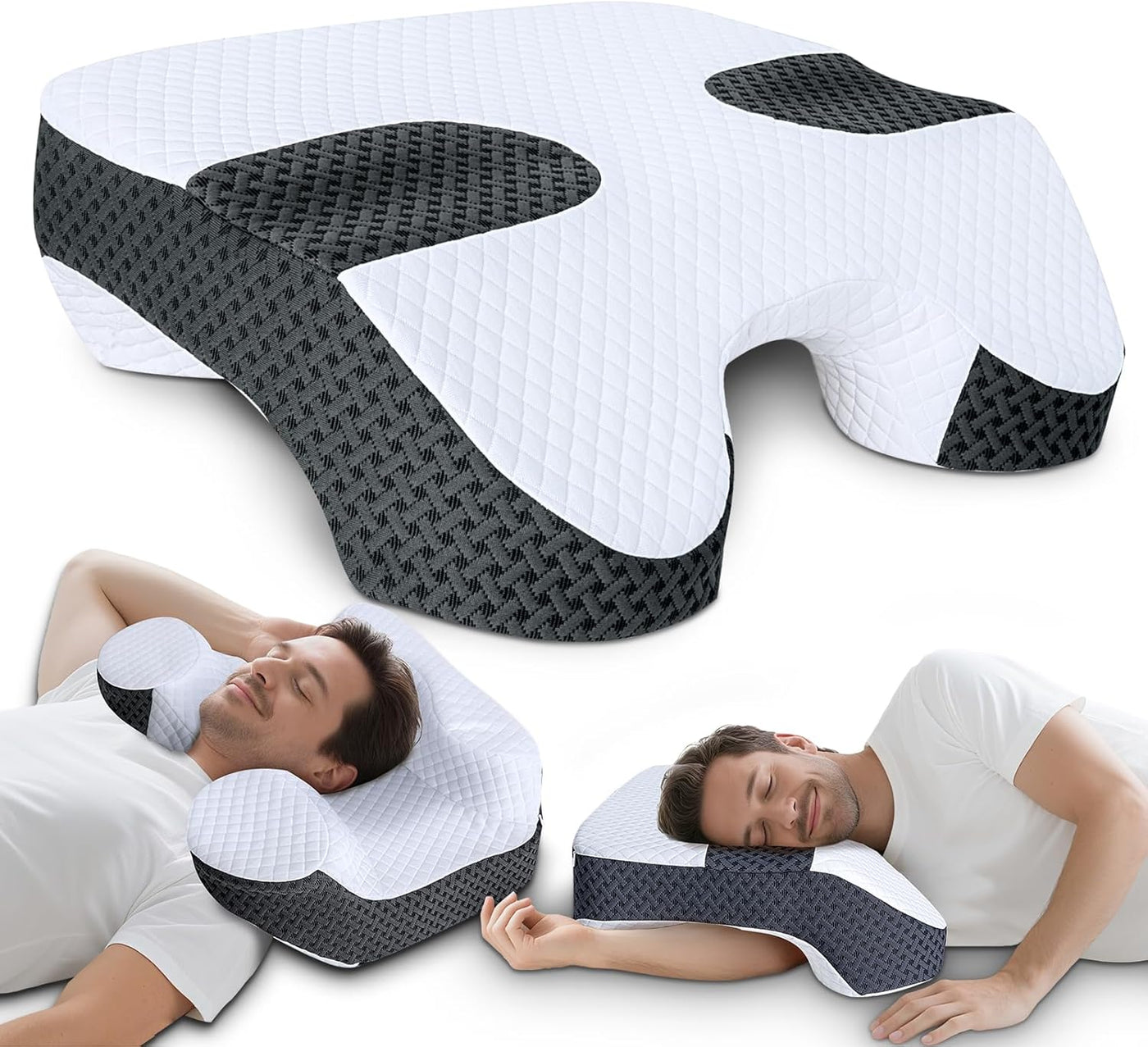 SAHEYER almohada para dormir de lado con agujeros para brazos, sist...
