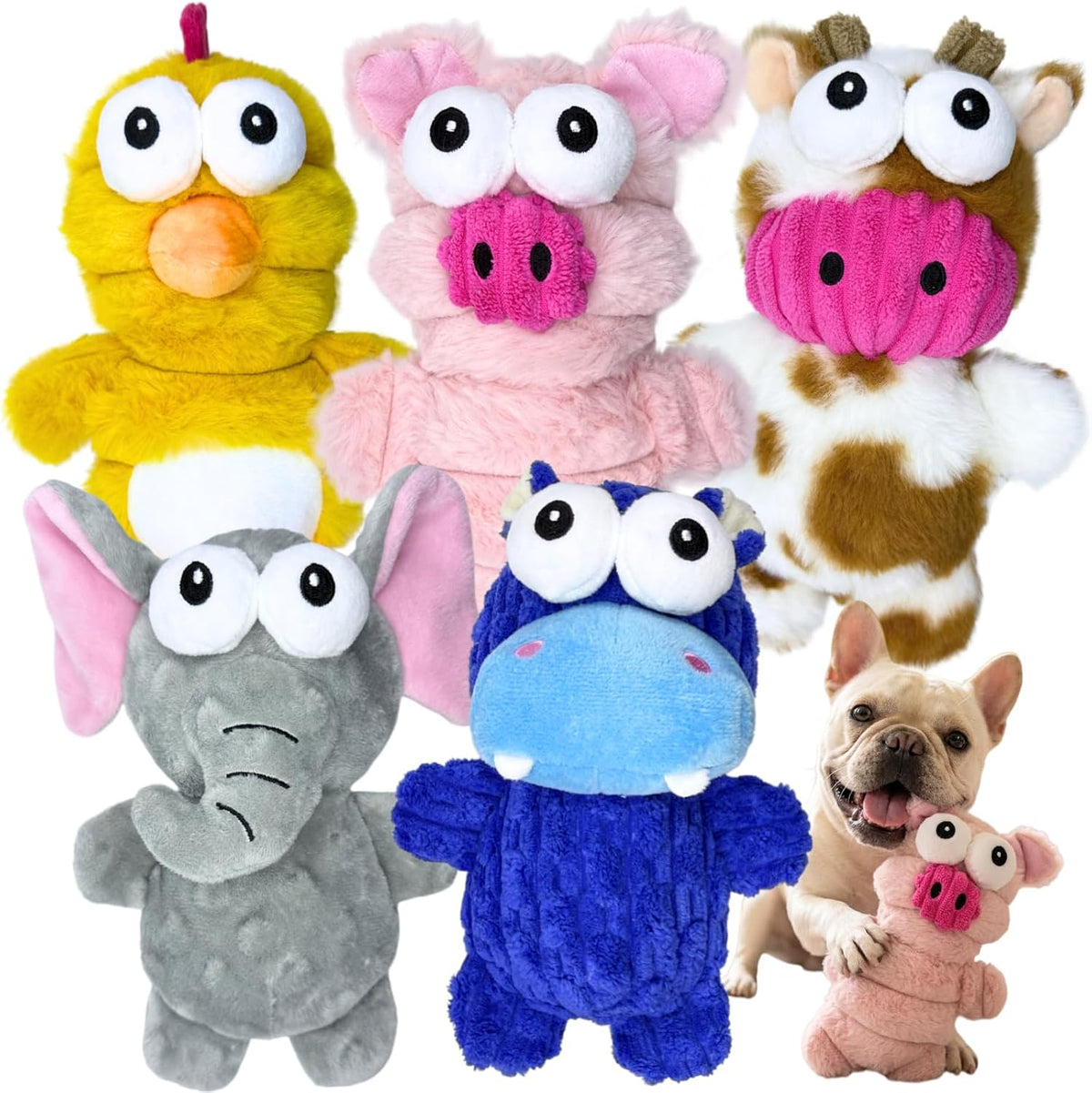 BoYoYo Paquete de 5 juguetes chirriantes de felpa para perros peque...