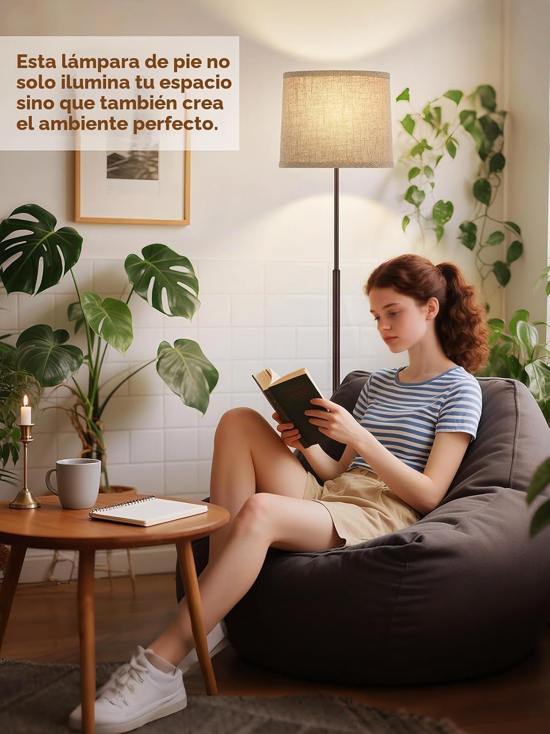 Hikczc Lámpara de pie moderna de 60 pulgadas para sala de estar, do...