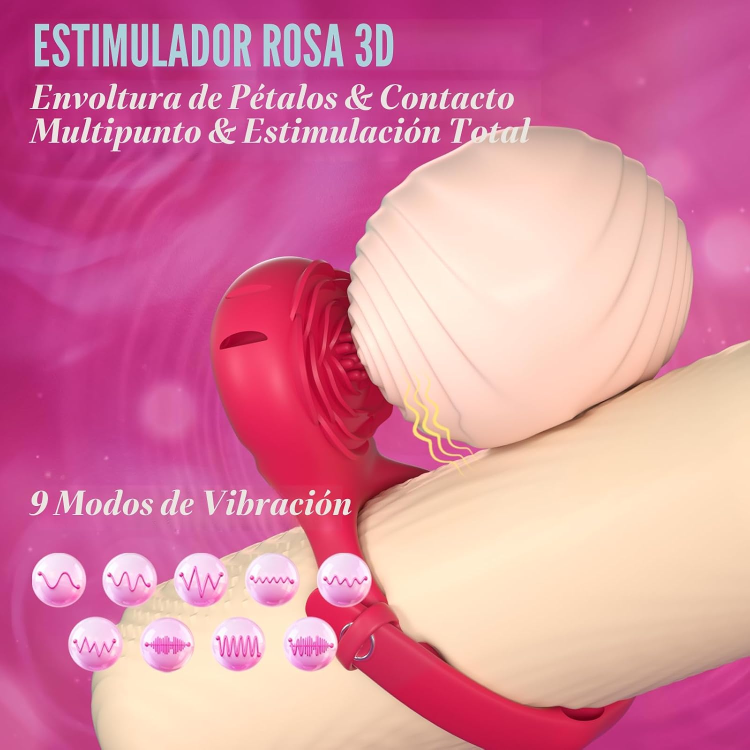 Vibrador portátil y anillo vibratorio ajustable 2 en 1, parejas muj...