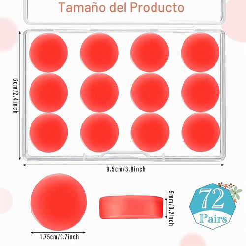 72 pares de tapones para los oídos de silicona suave, tapones molde...
