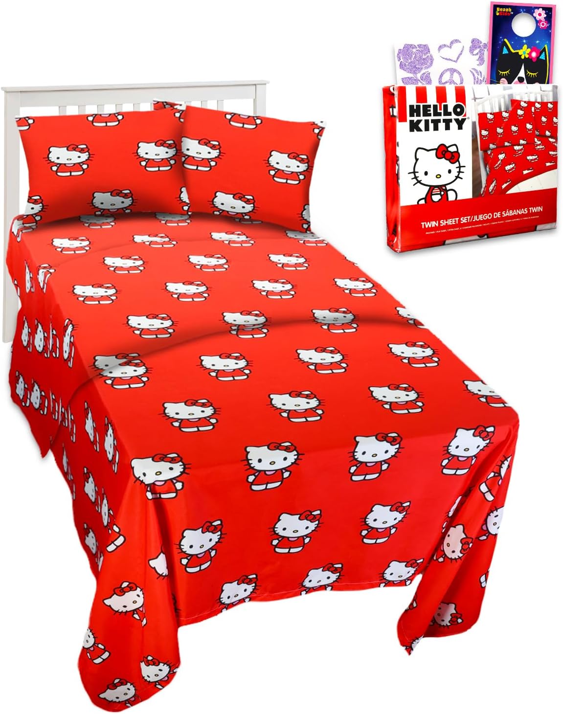 Hello Kitty Juego de cama para niños pequeños, paquete con sábanas...