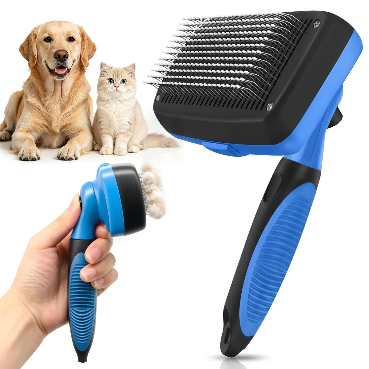 Tevila Cepillo autolimpiante para perros para mudar, cepillo más pu...