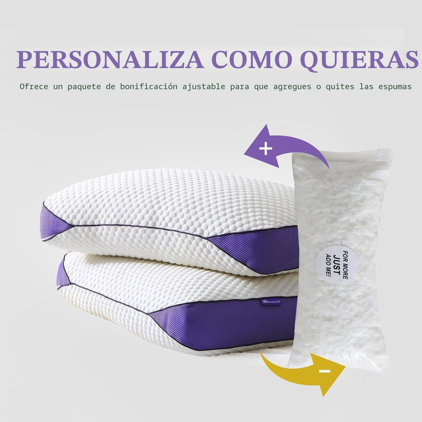 HOMELAB Almohada ajustable de espuma viscoelástica triturada tamaño...