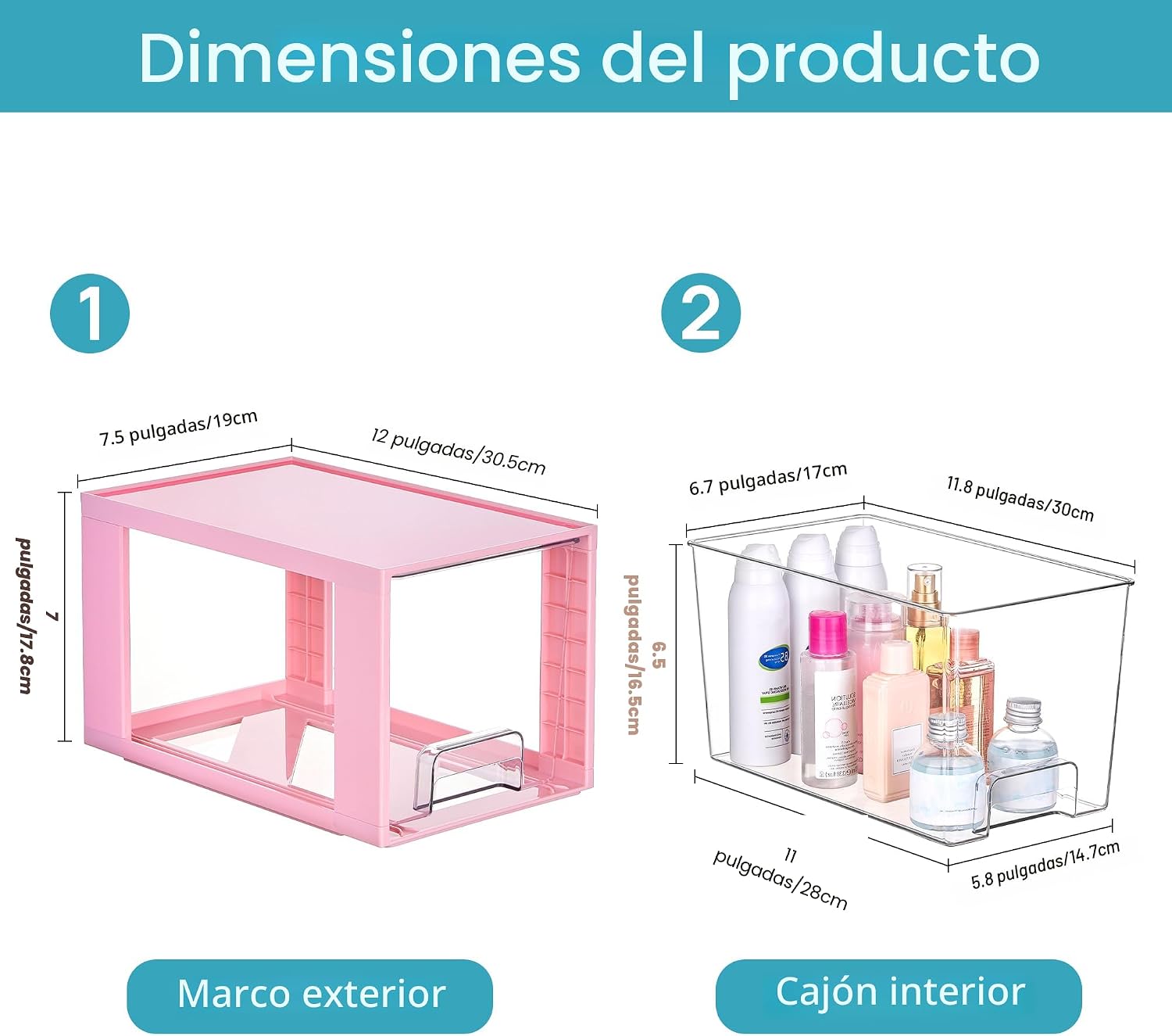 Vtopmart - Paquete de 4 cajones de almacenamiento grandes apilables...