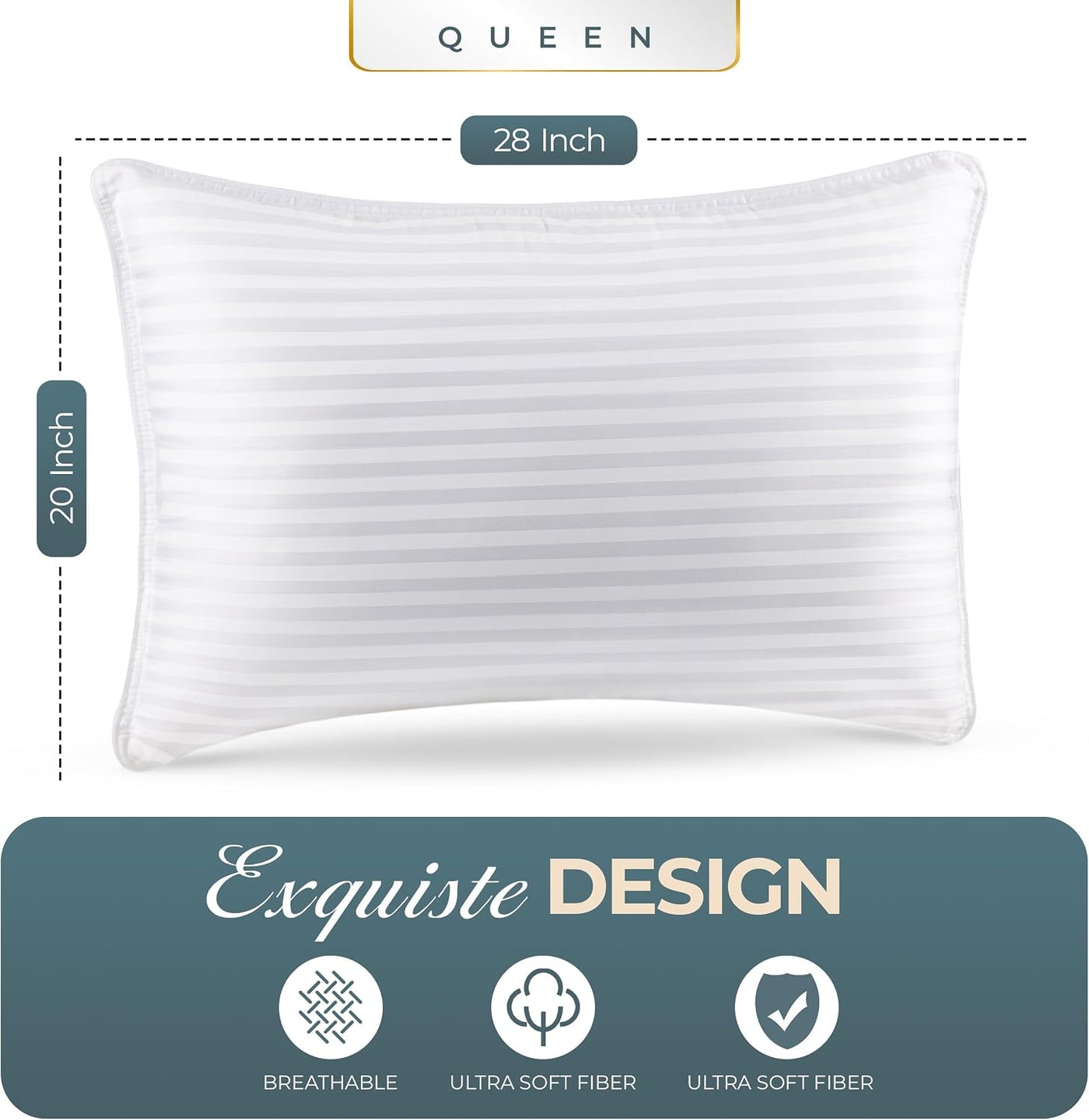 Utopia Bedding - Juego de 2 almohadas para dormir tamaño Queen (bla...