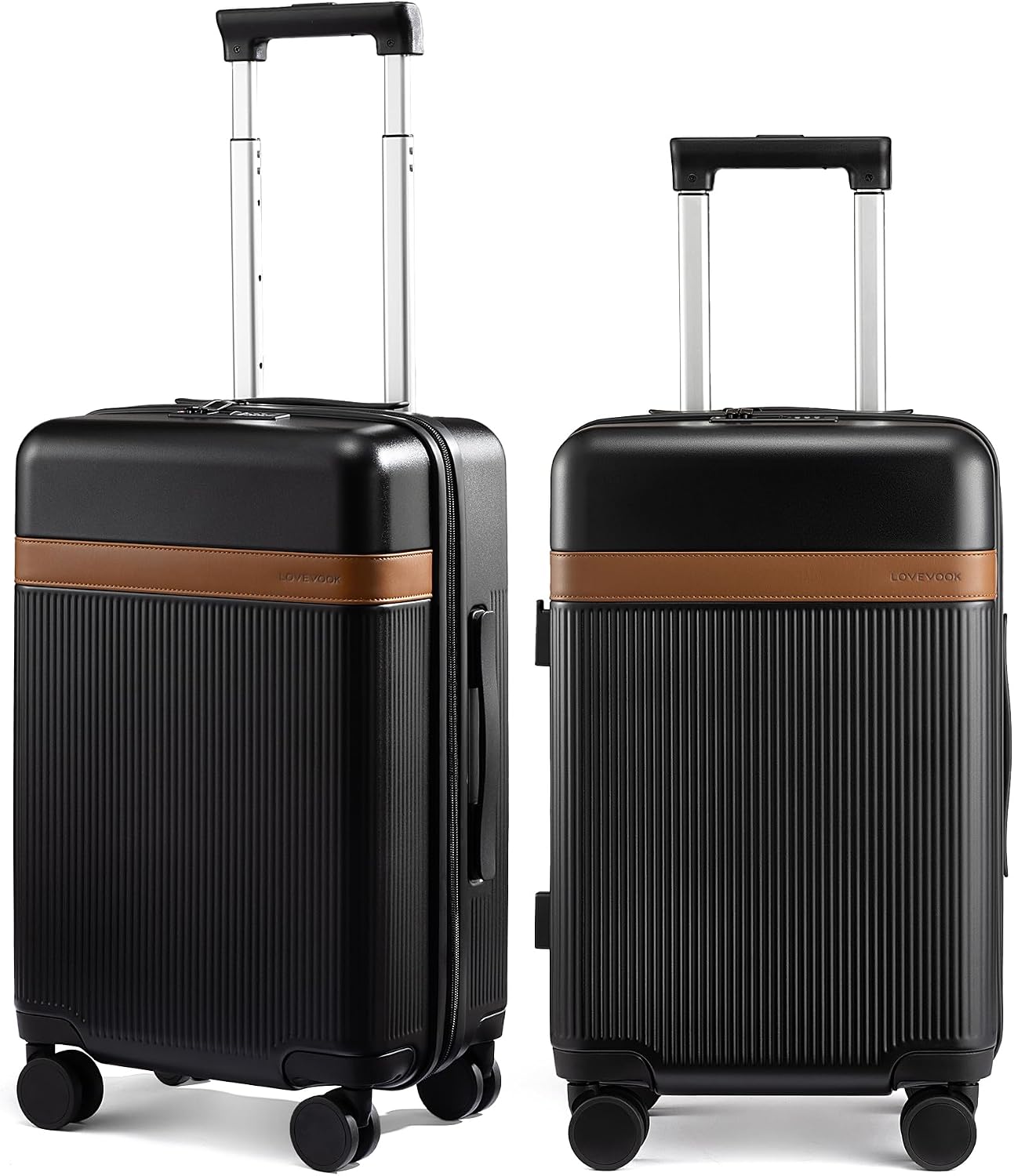 LOVEVOOK Equipaje de mano, Negro - Marrón de ensueño, Elegante