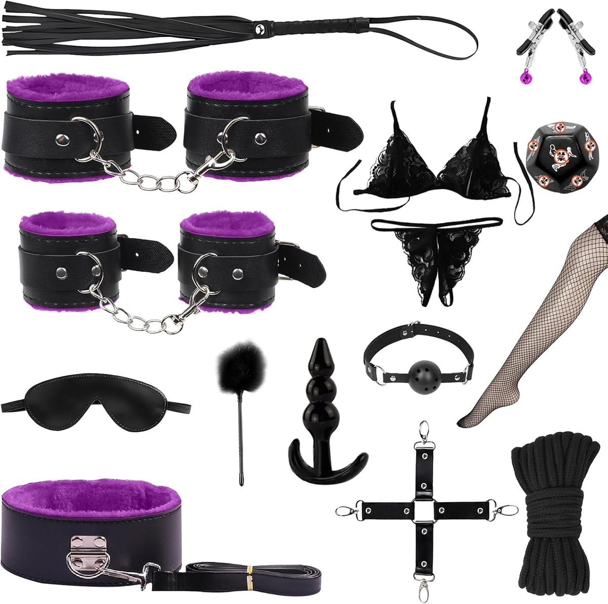 15 piezas de kits de restricciones de bondage sexual BDSM, esposas...