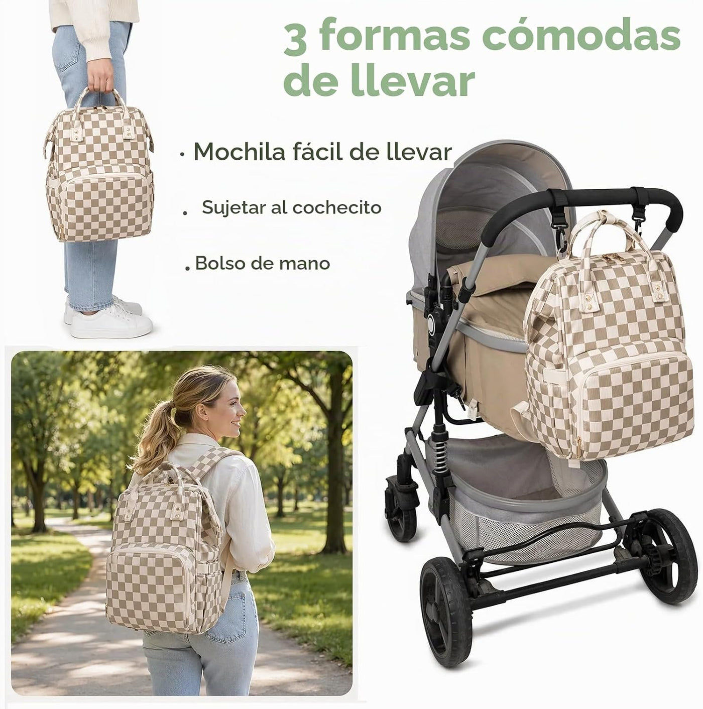 Mochila para pañales para mamá, bolsa de viaje de gran capacidad pa...