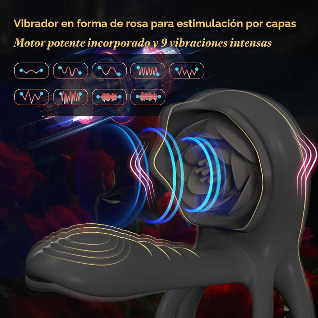 MOVGANI - Extensor de pene rosa 4 en 1 con vibrador de clítoris de...