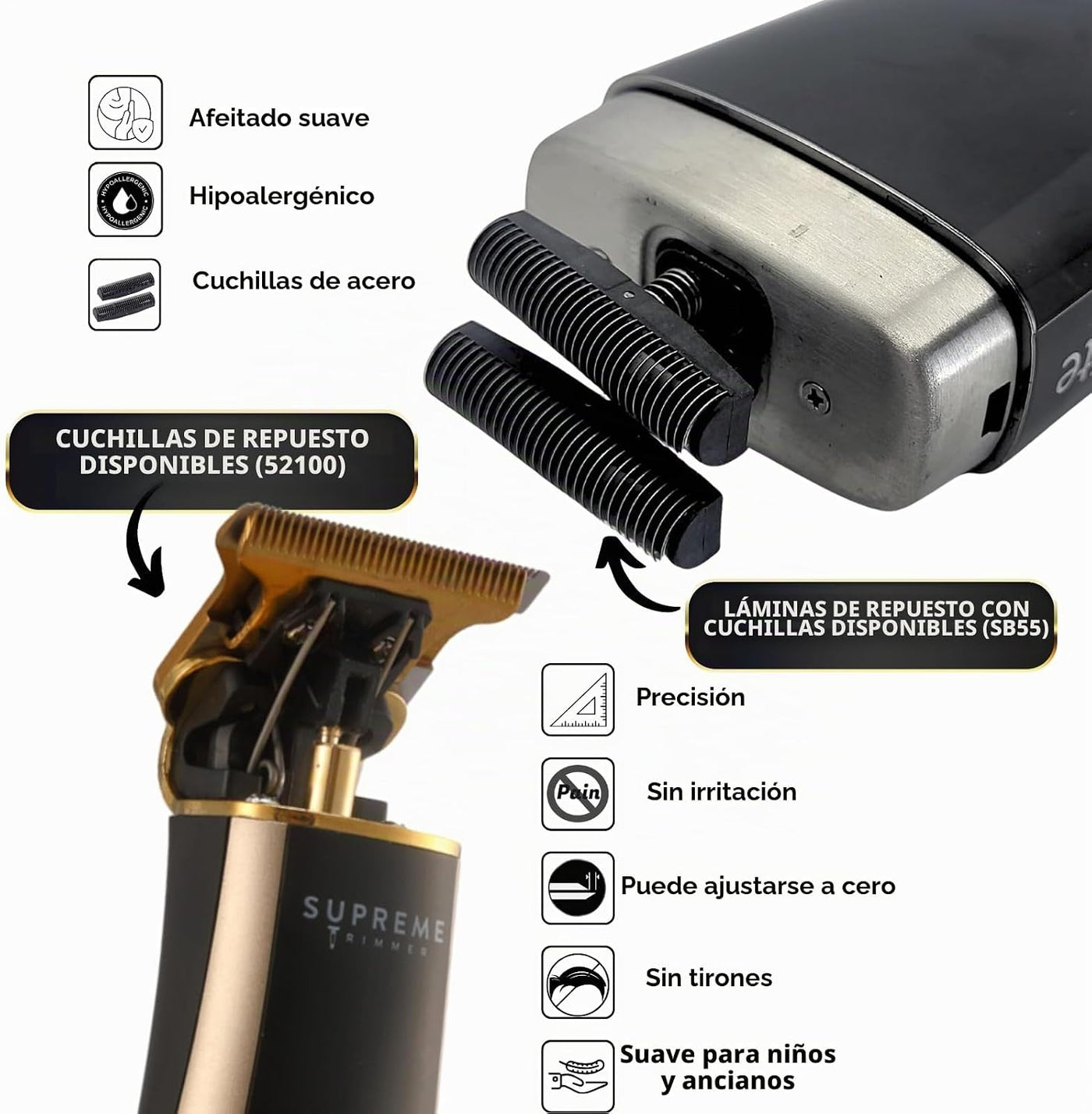 Supreme Trimmer Afeitadora Crunch Lite 2 en 1 y recortadora T-Shape...