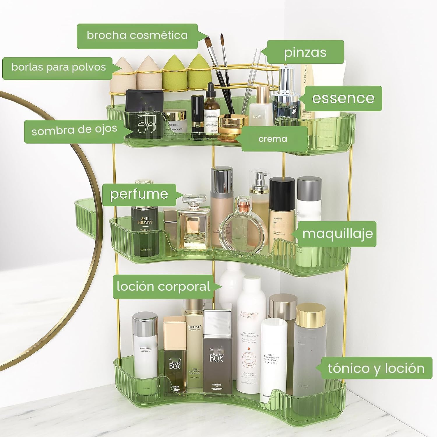NATURE'S SOURCE Organizador de maquillaje para tocador, organiz...
