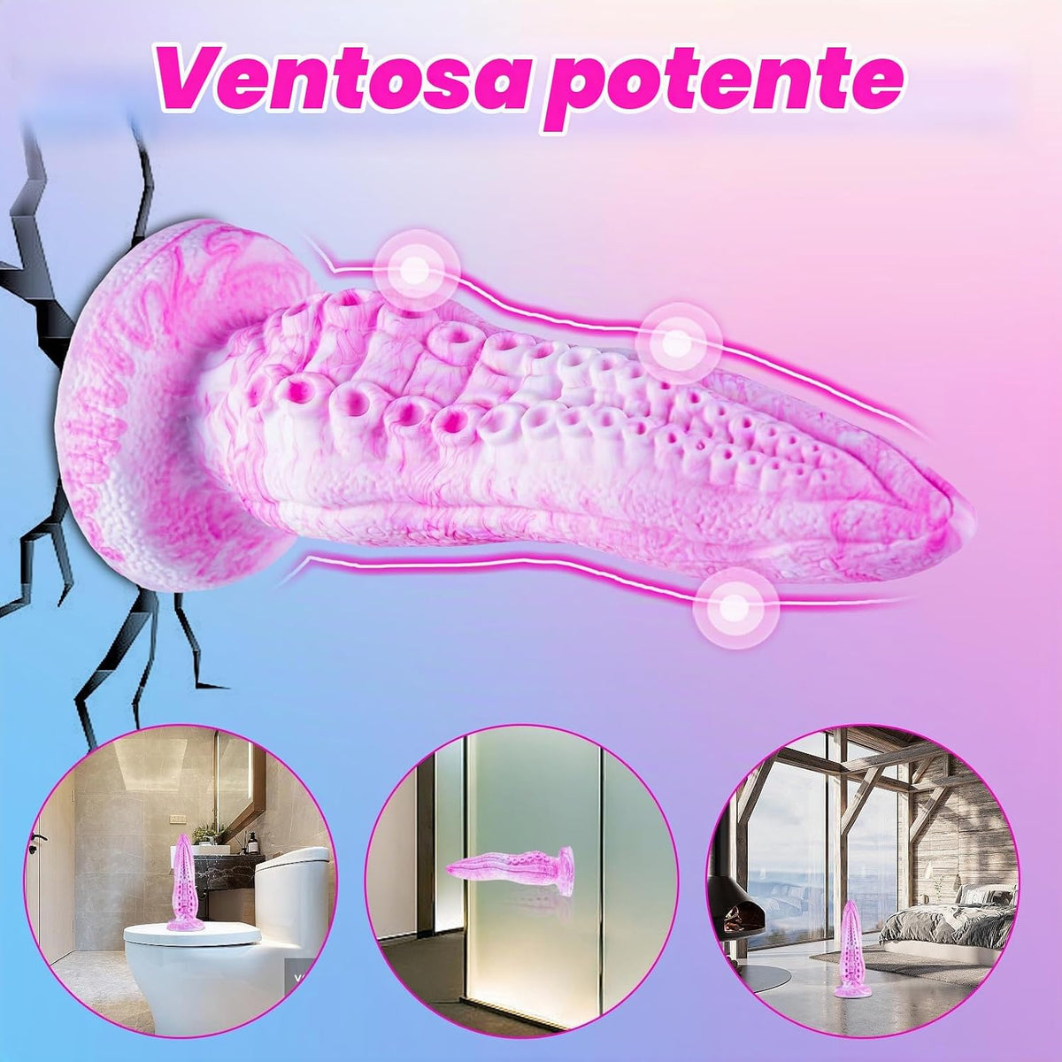 6 "7,6" 8,9 "silicona realista tentáculo pulpo monstruo consolador...
