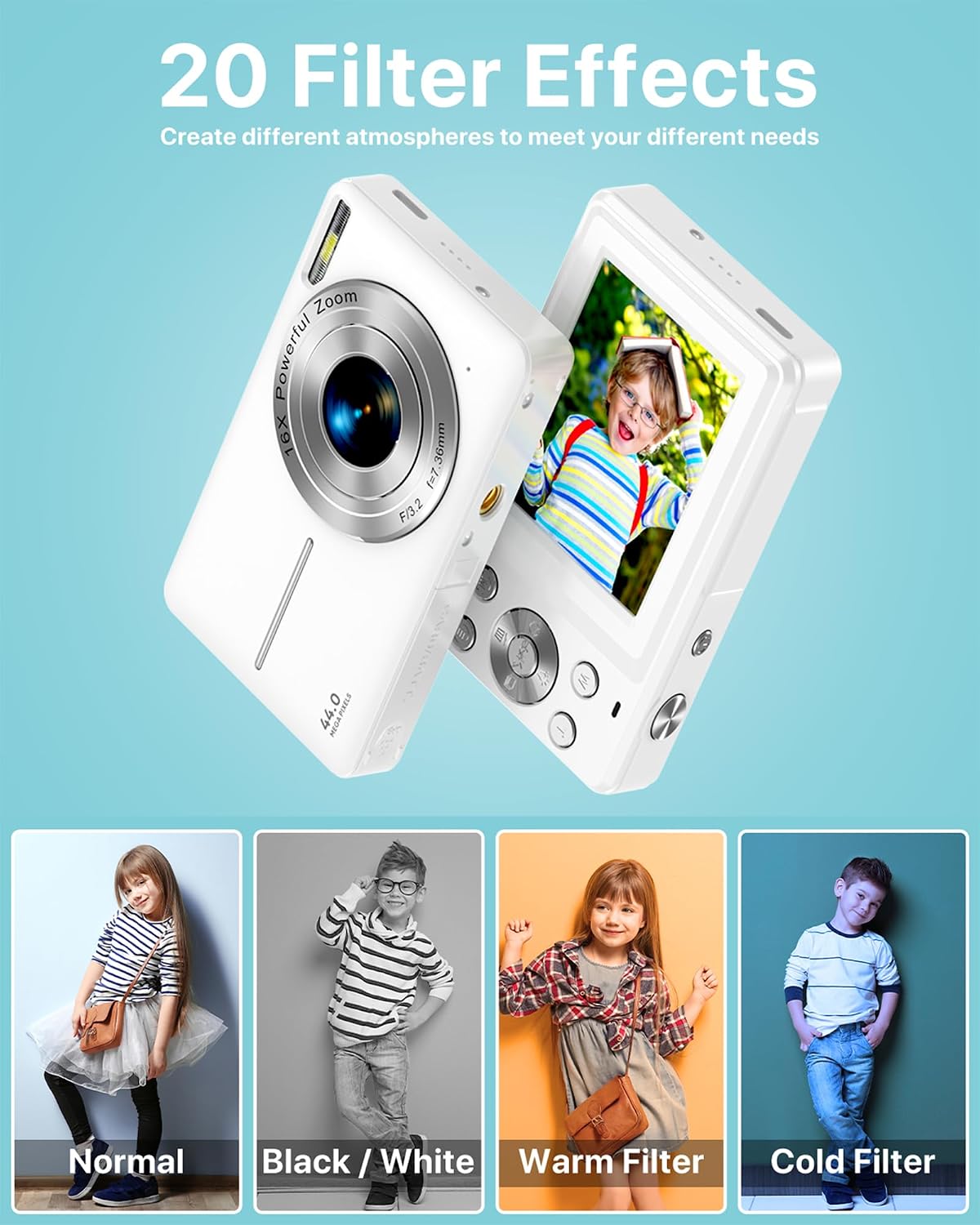 Cámara digital, la última cámara digital FHD 1080P para adolescente...