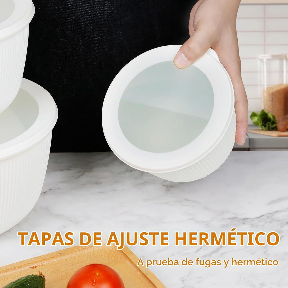 BoxedHome Tazones de plástico para mezclar con tapas, 4.97 cuartos...