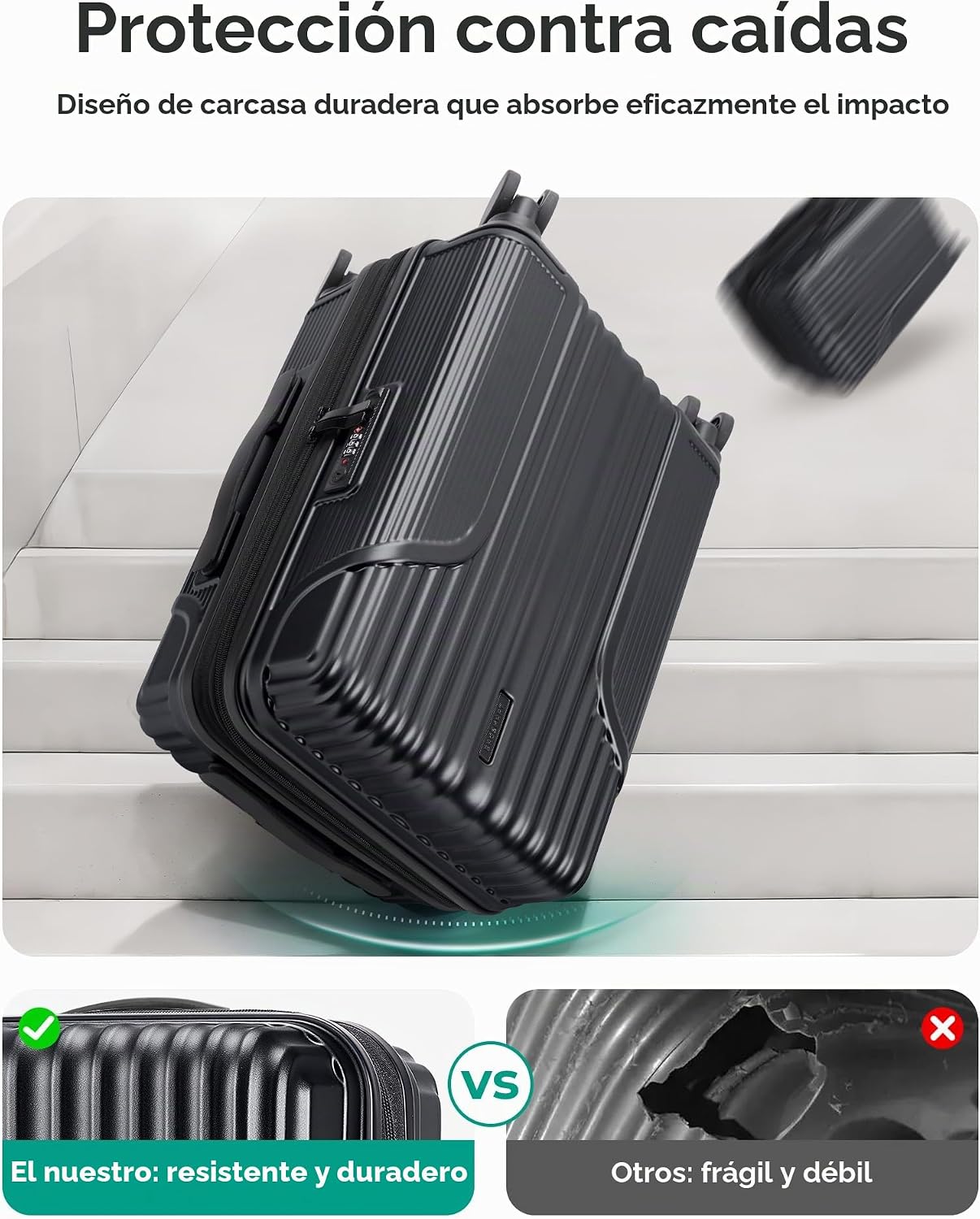 BAGSMART - Maleta de mano 22 x 14 x 9 aprobada por aerolíneas, male...